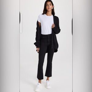 Black High-Rise Cropped Flare Jeans - Women MOTHER HUSTLER ANKLE FRAYE SIZE 27